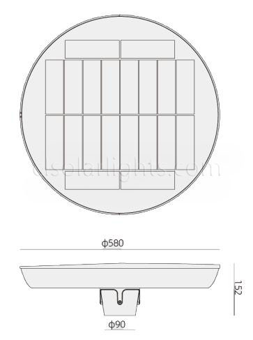 Dimensions of Solar Garden Light CL-LEDLD-014