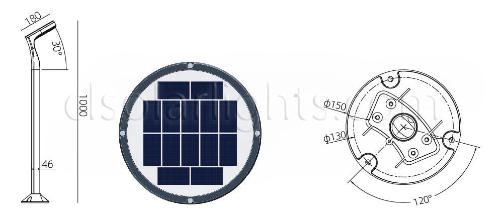 Dimensions of LED Lawn Lamp