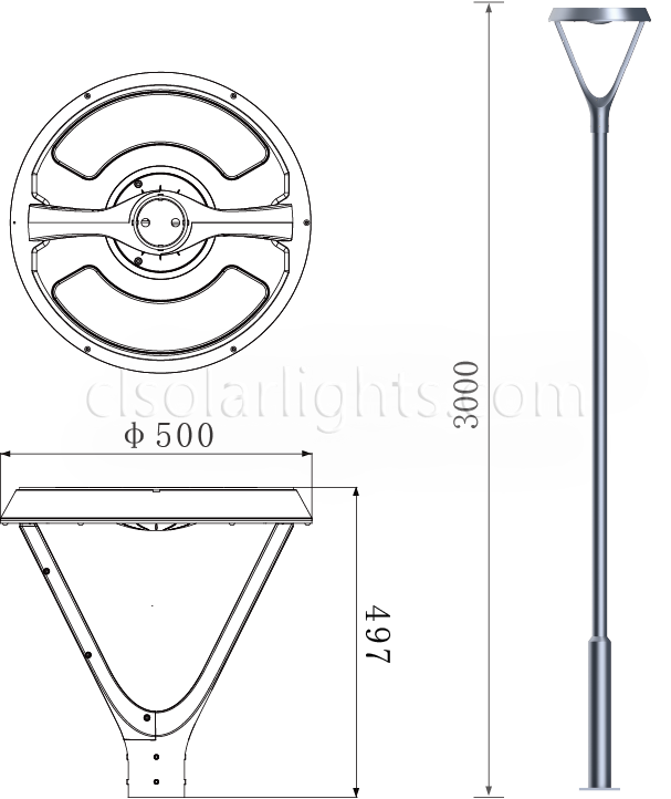 Dimensions of Solar Garden Light CL-TYD-001