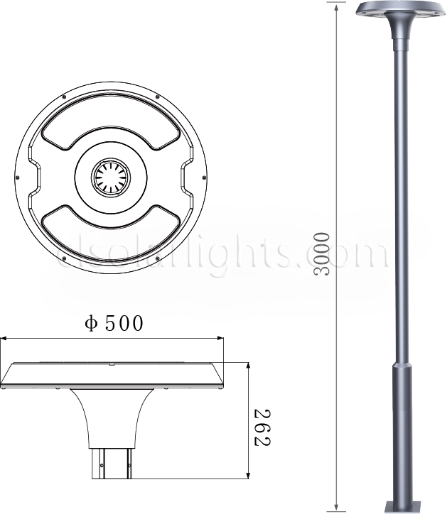 Dimensions of Solar Garden Light CL-TYD-002