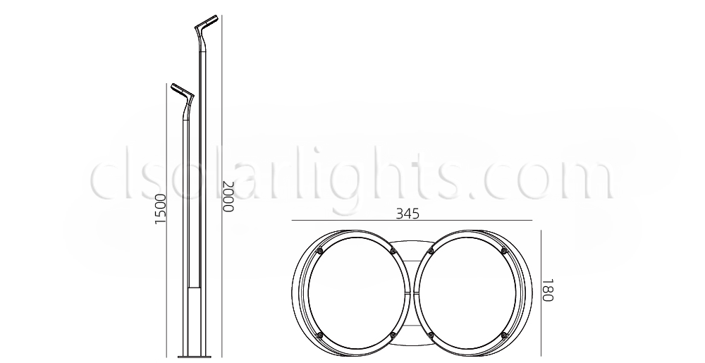 Dimensions of LED Garden Light CL-LEDLD-015A