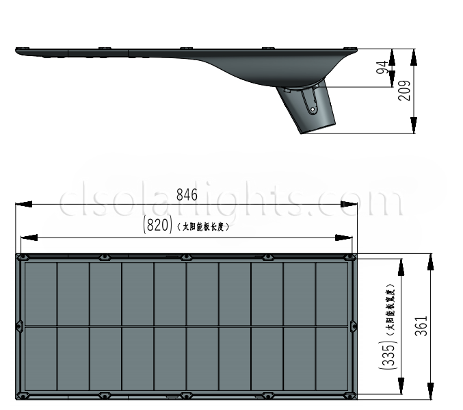 Dimensions of Solar Garden Light CL-SILD-012